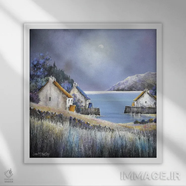 تابلو دکوراتیو ماه ساحل غربی اثر جان مک کینستری - نمای قابدار سفید