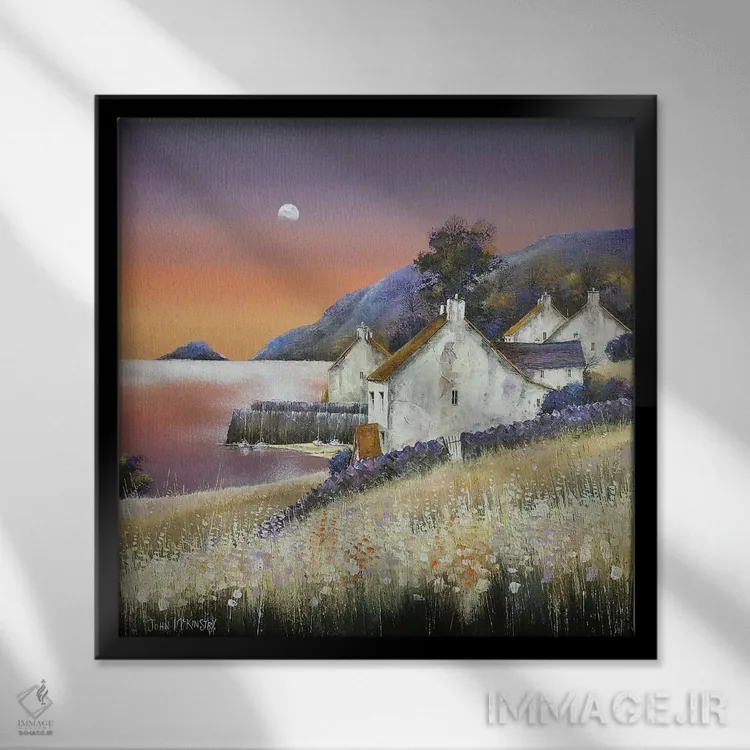 تابلو دکوراتیو آرامش بندر اثر جان مک کینستری - نمای قابدار مشکی