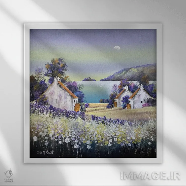 تابلو دکوراتیو نوری ملایم اثر جان مک کینستری - نمای قابدار سفید