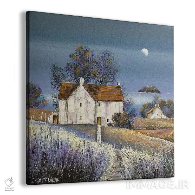 تابلو دکوراتیو خانه پاییزی اثر جان مک کینستری - نمای پرسپکتیو محصول