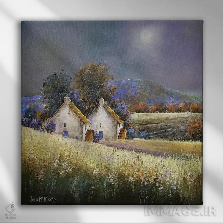 تابلو دکوراتیو نور پاییز اثر جان مک کینستری - نمای روبهرو روی دیوار