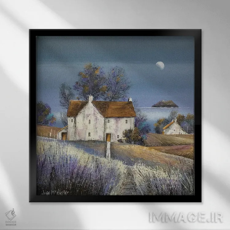 تابلو دکوراتیو خانه پاییزی اثر جان مک کینستری - نمای قابدار مشکی