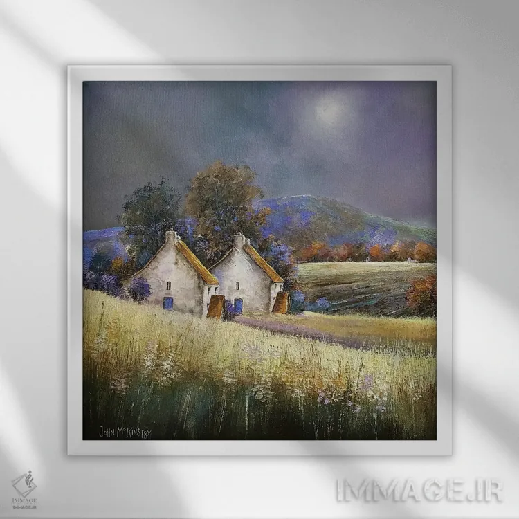 تابلو دکوراتیو نور پاییز اثر جان مک کینستری - نمای قابدار سفید