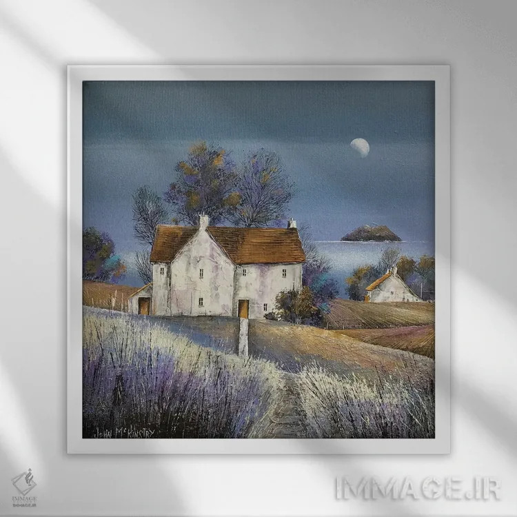 تابلو دکوراتیو خانه پاییزی اثر جان مک کینستری - نمای قابدار سفید