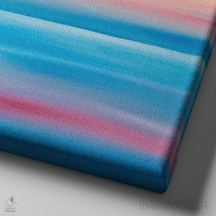 تابلو انتزاعی شفق صورتی روی آب اثر جک استوری - نمای نزدیک بافت بوم