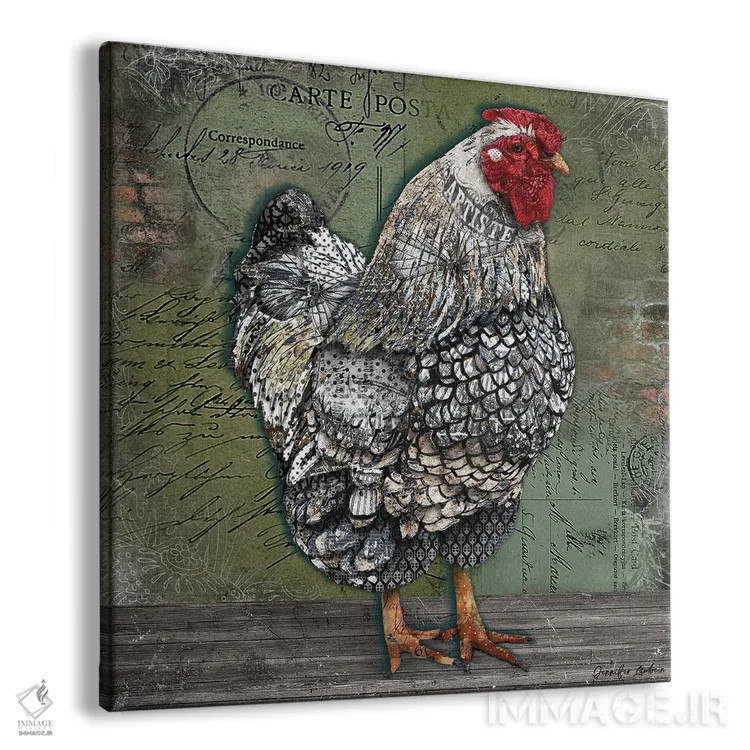 تابلو دکوراتیو مرغ فرانسوی هنرمند اثر جنیفر لمباین - نمای پرسپکتیو محصول