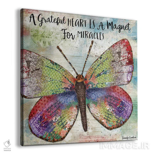 تابلو دکوراتیو پروانه قلب قدردان اثر جنیفر لمباین - نمای پرسپکتیو محصول