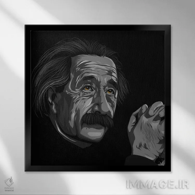 تابلو دکوراتیو آلبرت اینشتین اثر جانکترز - نمای قابدار مشکی