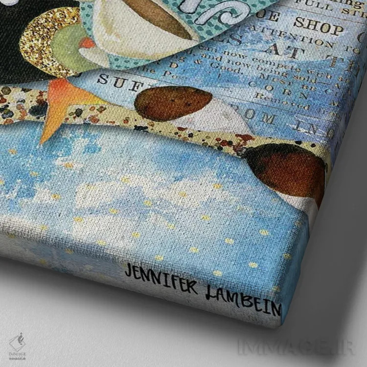 تابلو دکوراتیو امروز پرنده کوچک شادی را انتخاب می کنم اثر جنیفر لمباین - نمای نزدیک بافت بوم