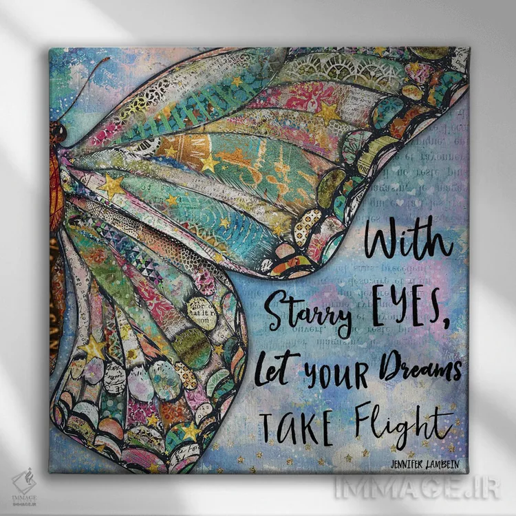 تابلو دکوراتیو چشمان ستاره ای اثر جنیفر لمباین - نمای روبهرو روی دیوار