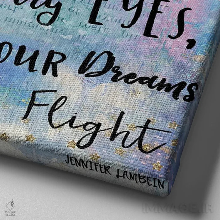 تابلو دکوراتیو چشمان ستاره ای اثر جنیفر لمباین - نمای نزدیک بافت بوم