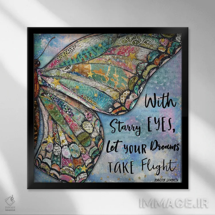تابلو دکوراتیو چشمان ستاره ای اثر جنیفر لمباین - نمای قابدار مشکی