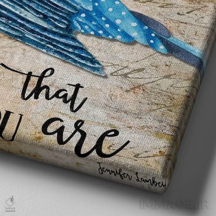 تابلو دکوراتیو پرنده گل دار ناقص باش اثر جنیفر لمباین - نمای نزدیک بافت بوم