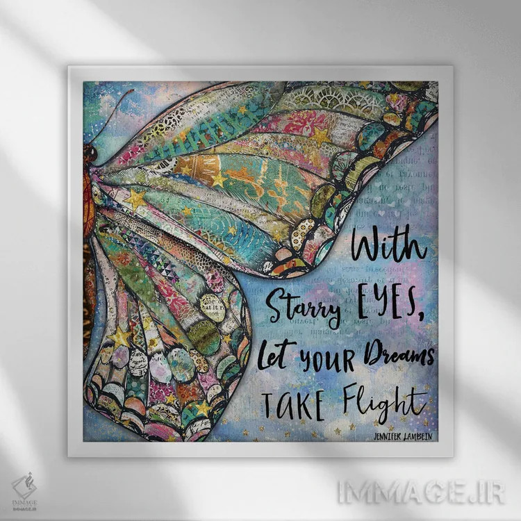 تابلو دکوراتیو چشمان ستاره ای اثر جنیفر لمباین - نمای قابدار سفید