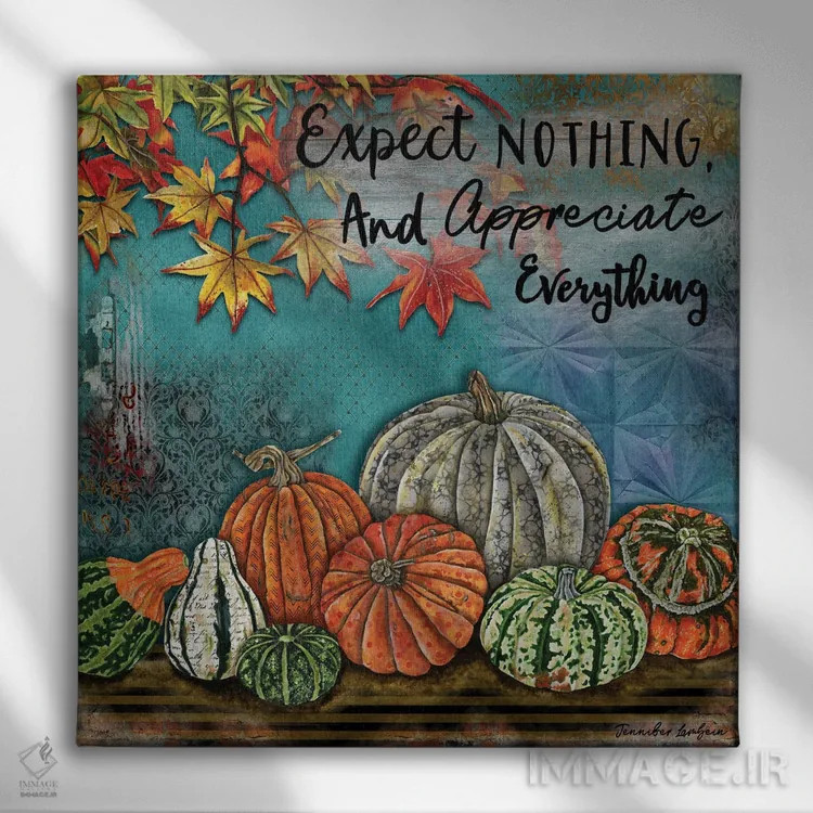 تابلو دکوراتیو قدردان همه چیز باش اثر جنیفر لمباین - نمای روبهرو روی دیوار