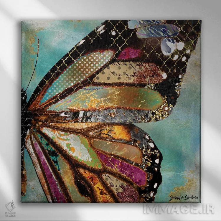 تابلو دکوراتیو پروانه آسمان آبی رویایی اثر جنیفر لمباین - نمای روبهرو روی دیوار