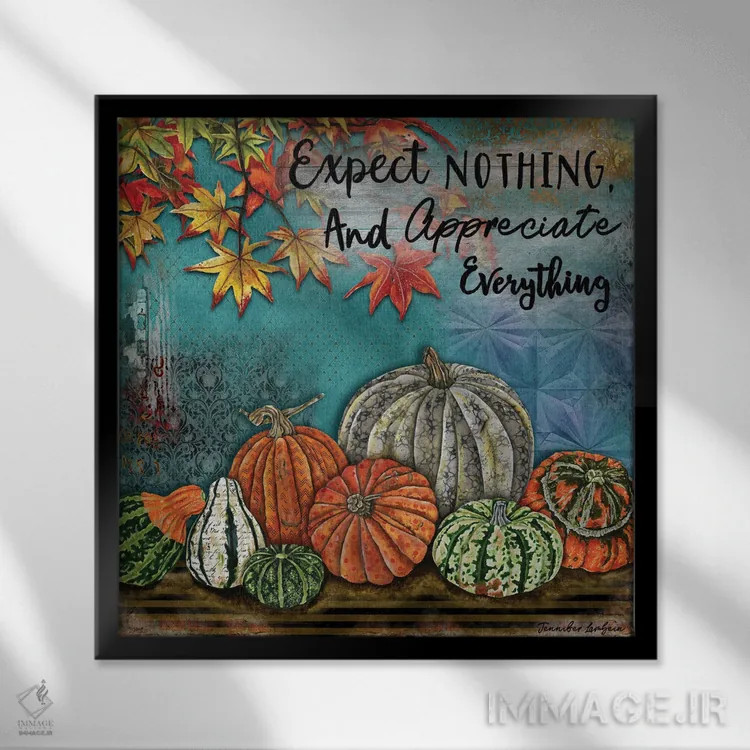 تابلو دکوراتیو قدردان همه چیز باش اثر جنیفر لمباین - نمای قابدار مشکی