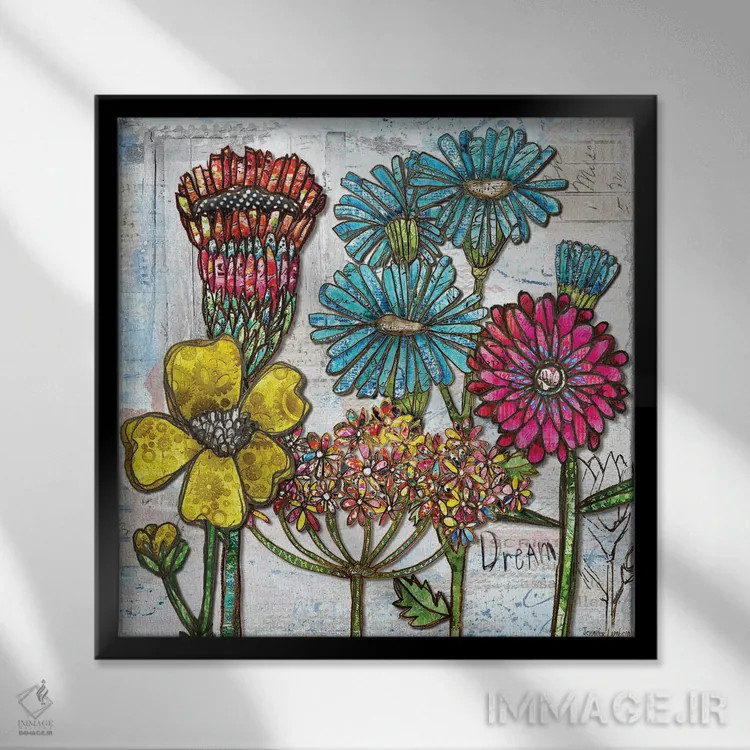 تابلو دکوراتیو باغ رویایی اثر جنیفر لمباین - نمای قابدار مشکی