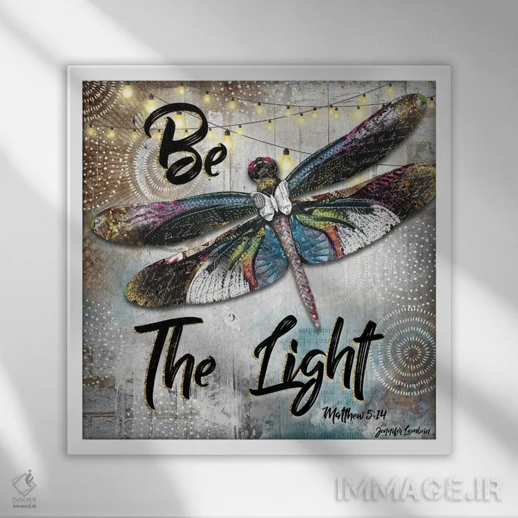 تابلو دکوراتیو سنجدک نورانی باش اثر جنیفر لمباین - نمای قابدار سفید