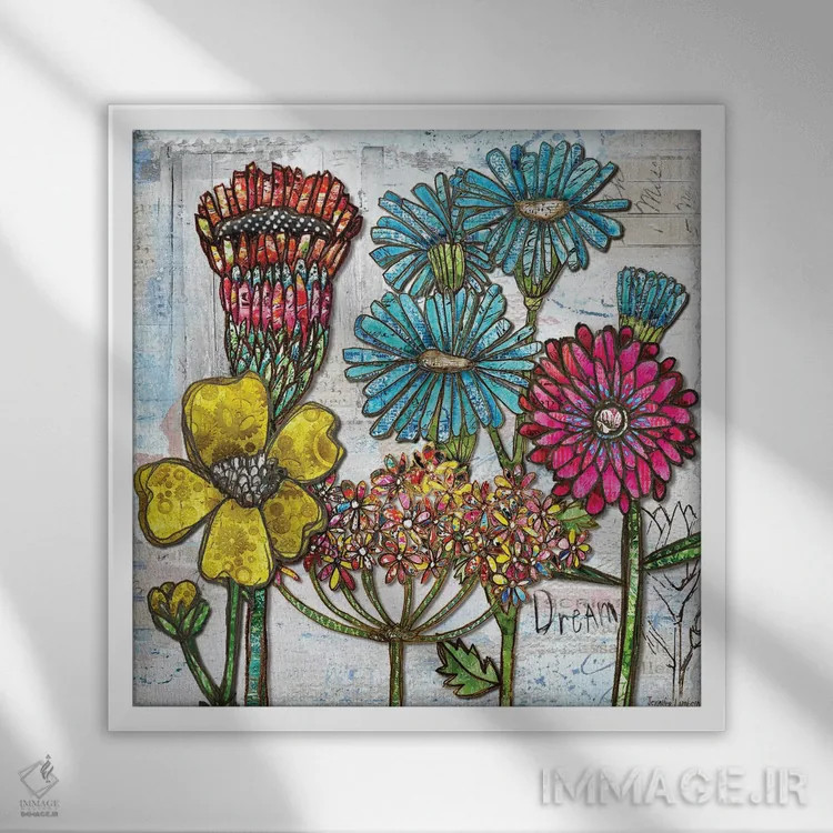 تابلو دکوراتیو باغ رویایی اثر جنیفر لمباین - نمای قابدار سفید