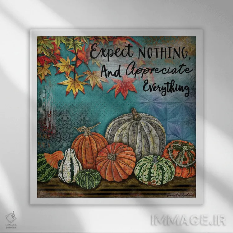 تابلو دکوراتیو قدردان همه چیز باش اثر جنیفر لمباین - نمای قابدار سفید