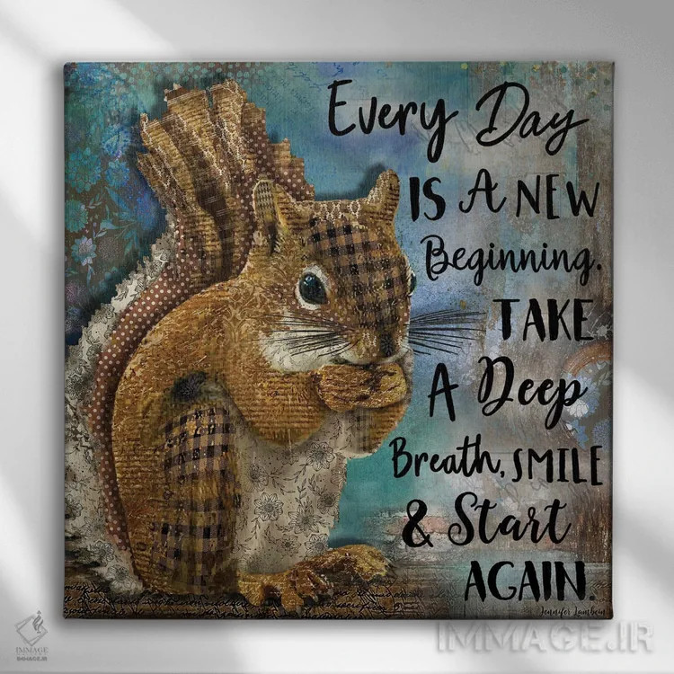 تابلو دکوراتیو هر روز یک شروع تازه است اثر جنیفر لمباین - نمای روبهرو روی دیوار