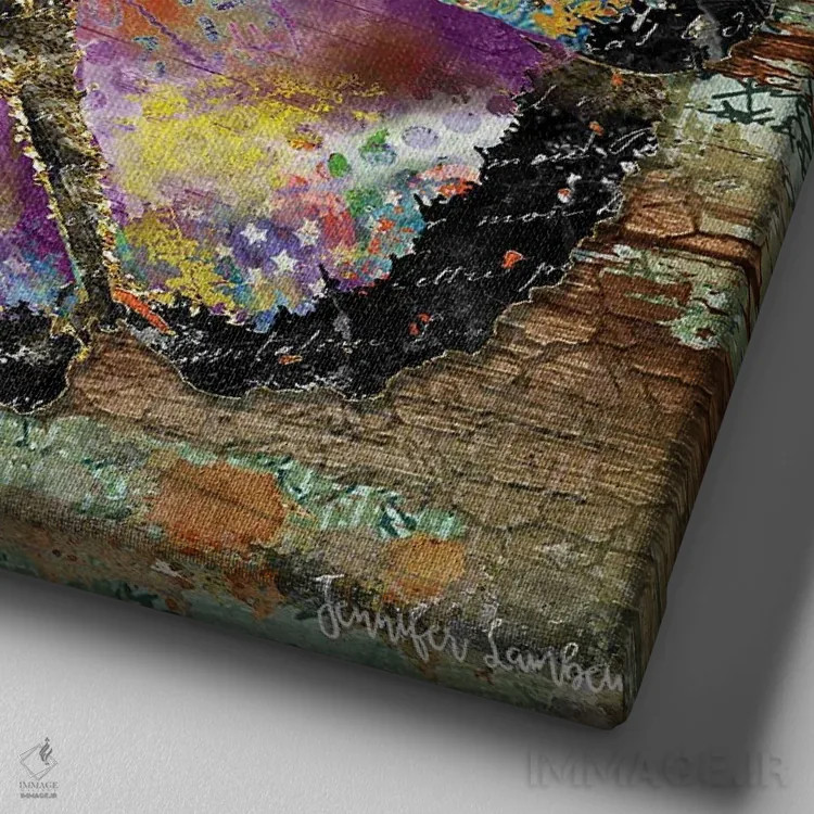 تابلو دکوراتیو ناقص باش اثر جنیفر لمباین - نمای نزدیک بافت بوم