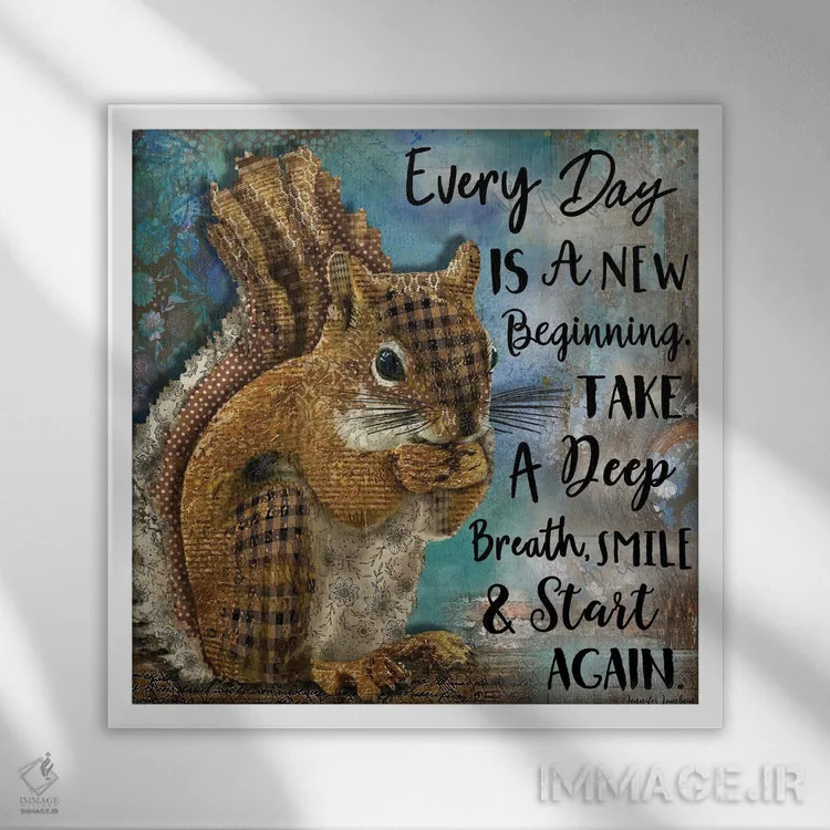 تابلو دکوراتیو هر روز یک شروع تازه است اثر جنیفر لمباین - نمای قابدار سفید