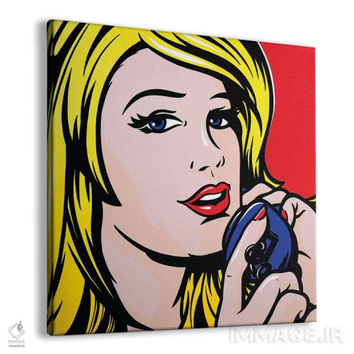 تابلو دکوراتیو دختر در حال صحبت با تلفن اثر جیمز لی - نمای پرسپکتیو محصول