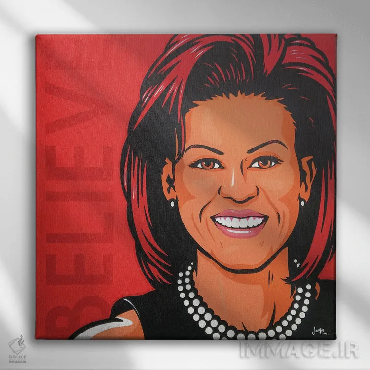 تابلو دکوراتیو میشل اوباما اثر جیمز لی - نمای روبهرو روی دیوار