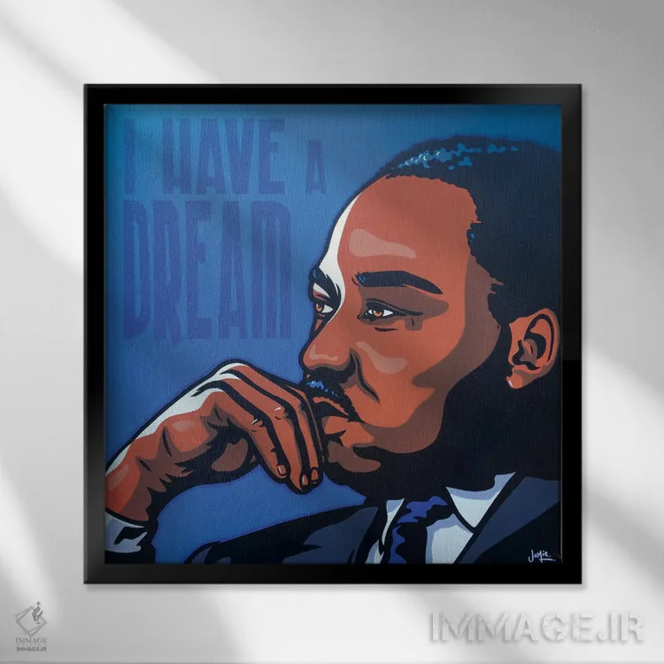 تابلو دکوراتیو مارتین لوتر کینگ اثر جیمز لی - نمای قابدار مشکی