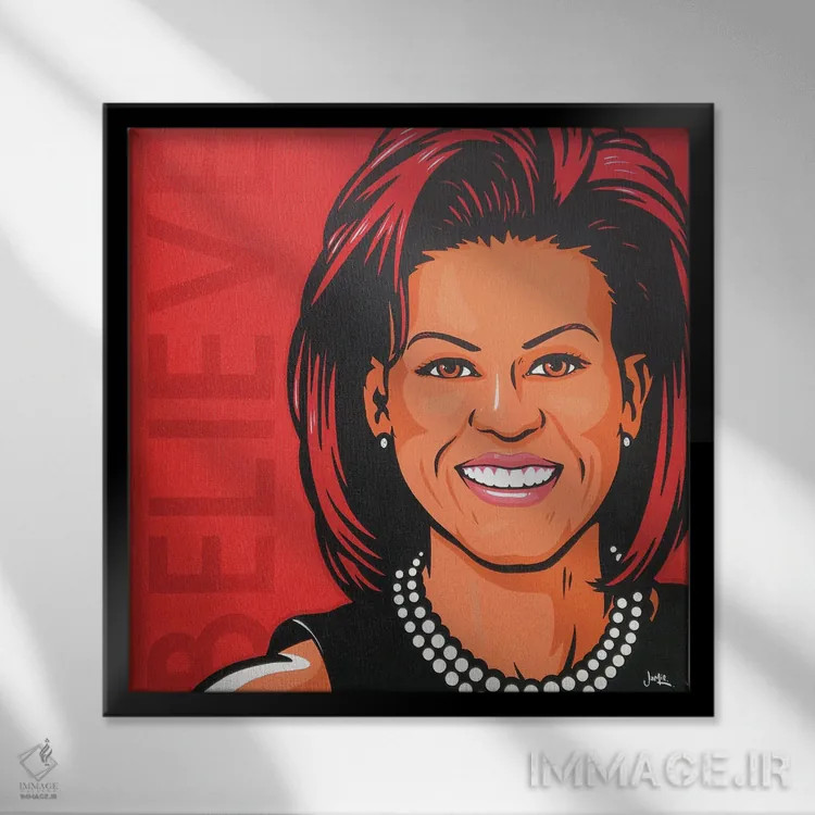 تابلو دکوراتیو میشل اوباما اثر جیمز لی - نمای قابدار مشکی