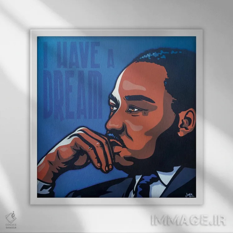 تابلو دکوراتیو مارتین لوتر کینگ اثر جیمز لی - نمای قابدار سفید