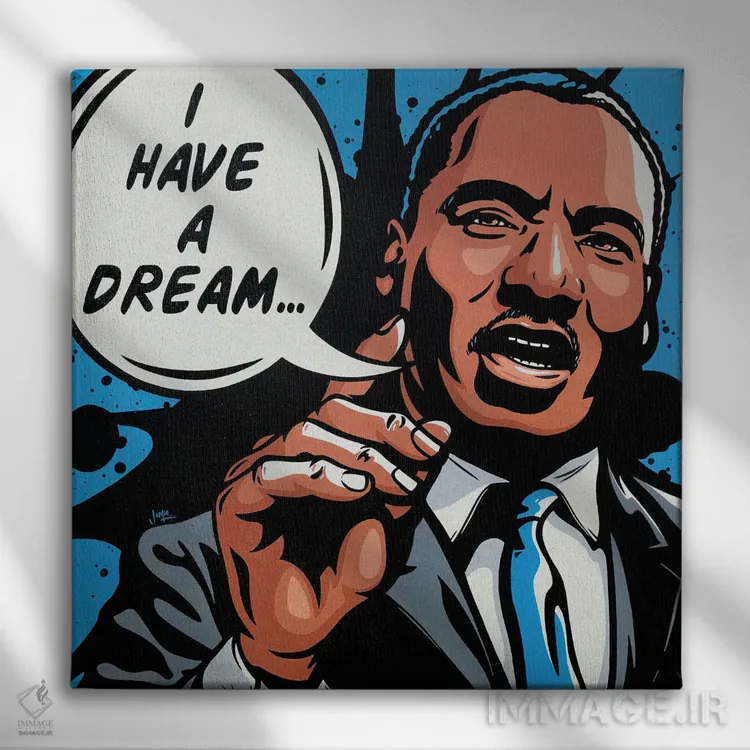تابلو دکوراتیو دکتر مارتین لوتر کینگ جونیور اثر جیمز لی - نمای روبهرو روی دیوار