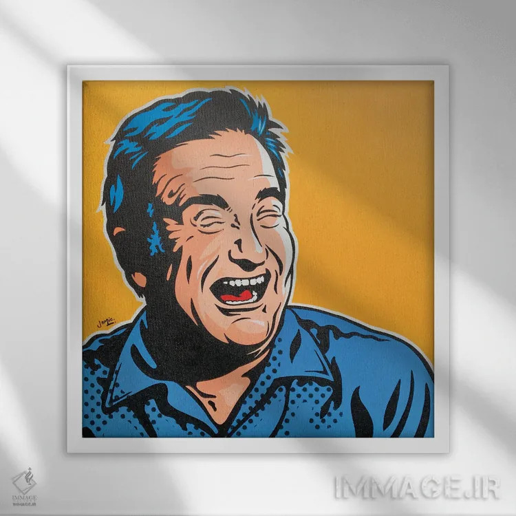 تابلو دکوراتیو رابین ویلیامز اثر جیمز لی - نمای قابدار سفید