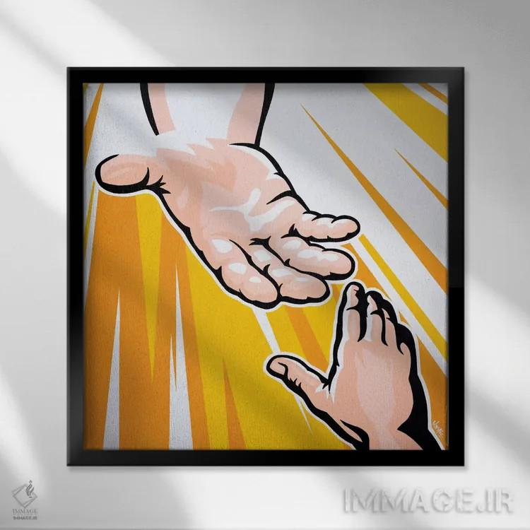 تابلو دکوراتیو دست خدا اثر جیمز لی - نمای قابدار مشکی