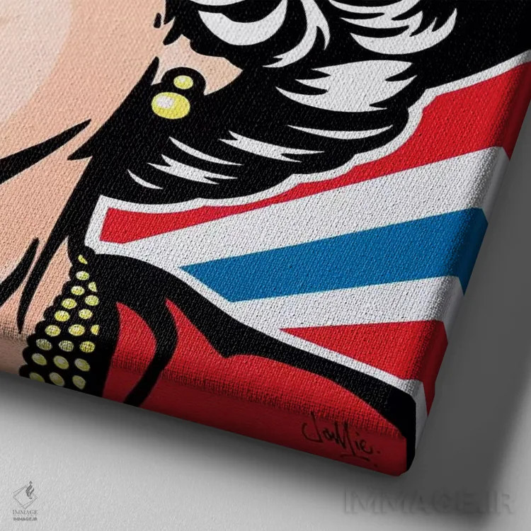 تابلو دکوراتیو اعلیحضرت ملکه الیزابت دوم اثر جیمز لی - نمای نزدیک بافت بوم