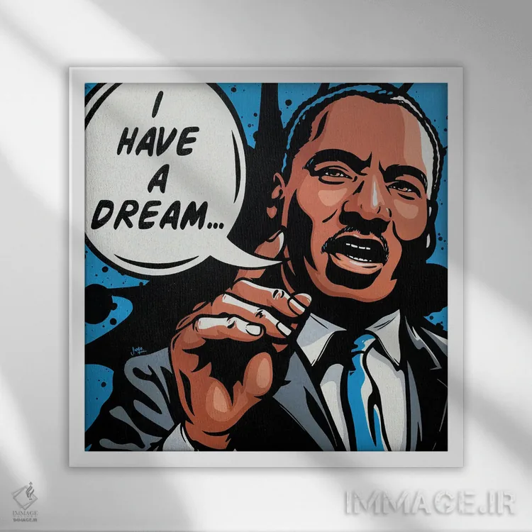 تابلو دکوراتیو دکتر مارتین لوتر کینگ جونیور اثر جیمز لی - نمای قابدار سفید