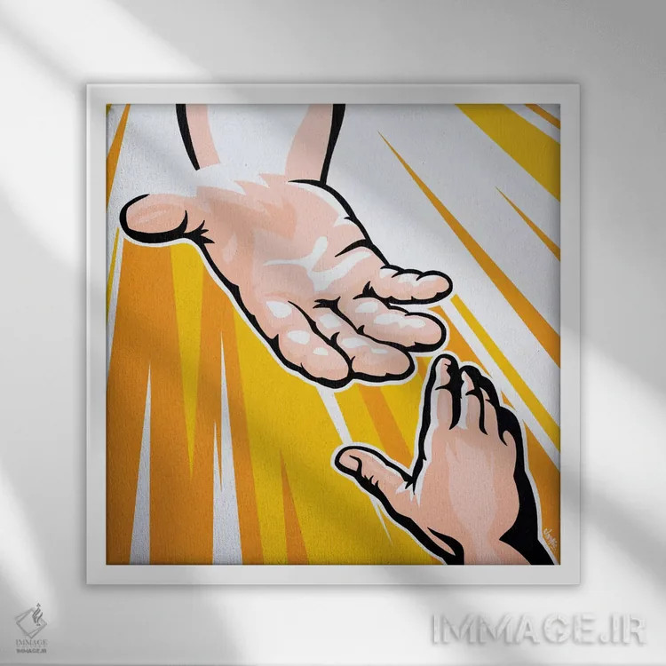 تابلو دکوراتیو دست خدا اثر جیمز لی - نمای قابدار سفید