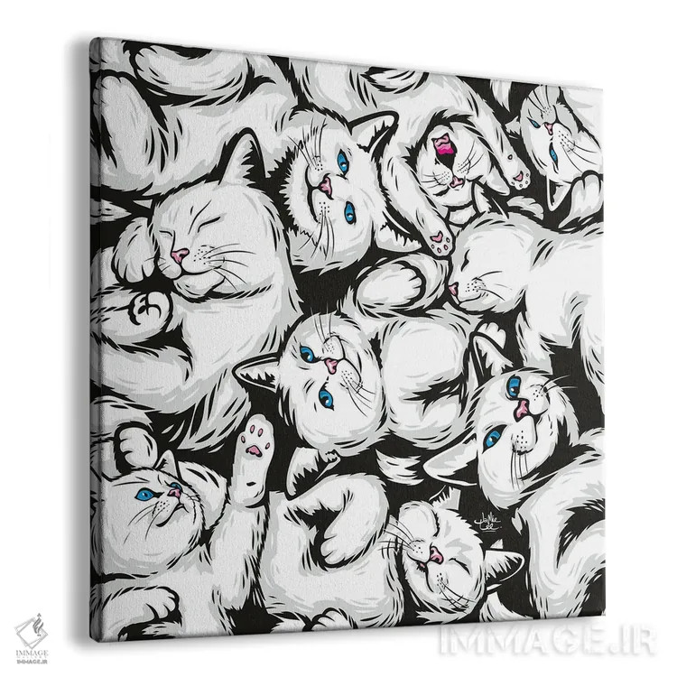 تابلو دکوراتیو گربه های سفید اثر جیمز لی - نمای پرسپکتیو محصول