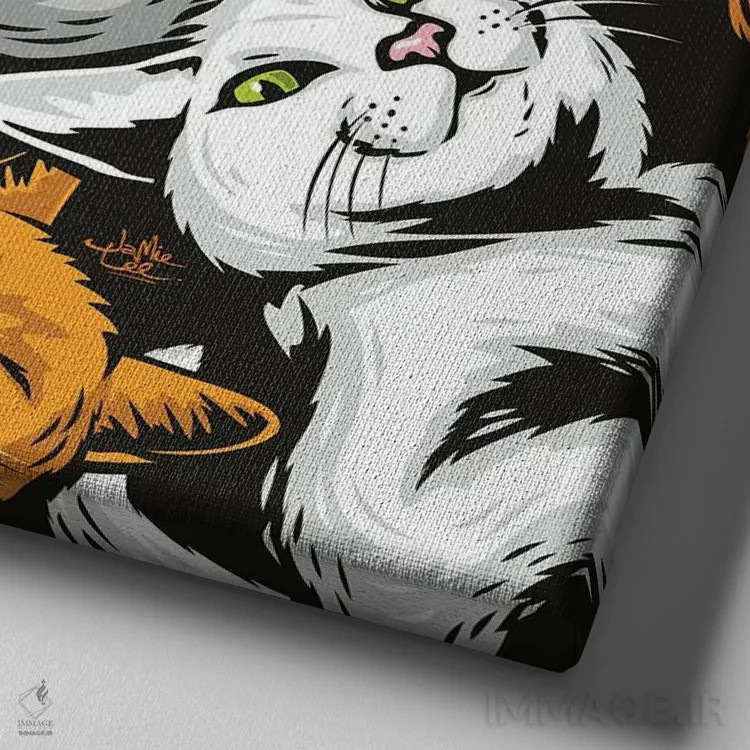 تابلو دکوراتیو گربه ها اثر جیمز لی - نمای نزدیک بافت بوم