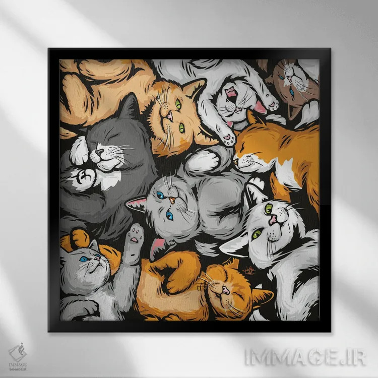 تابلو دکوراتیو گربه ها اثر جیمز لی - نمای قابدار مشکی