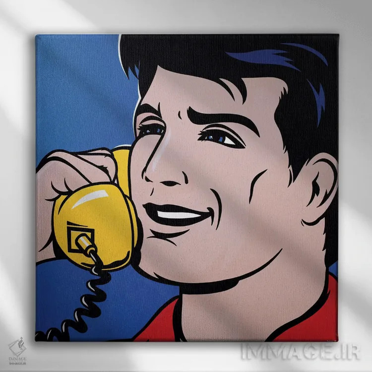 تابلو دکوراتیو مرد در حال صحبت با تلفن اثر جیمز لی - نمای روبهرو روی دیوار