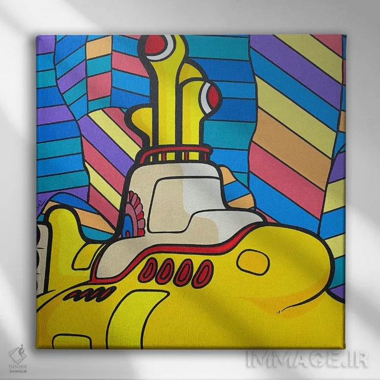 تابلو دکوراتیو زیر دریایی زرد اثر جیمز لی - نمای روبهرو روی دیوار