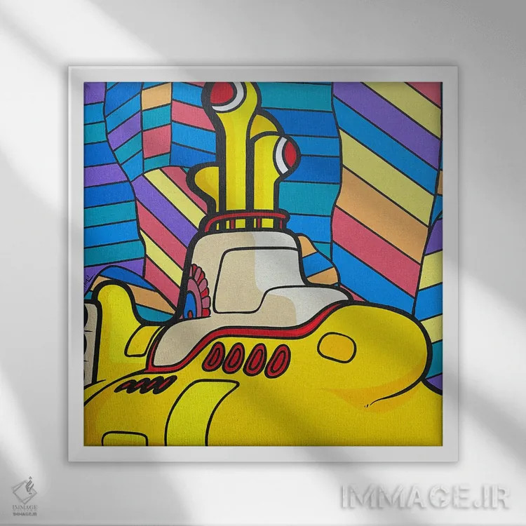 تابلو دکوراتیو زیر دریایی زرد اثر جیمز لی - نمای قابدار سفید