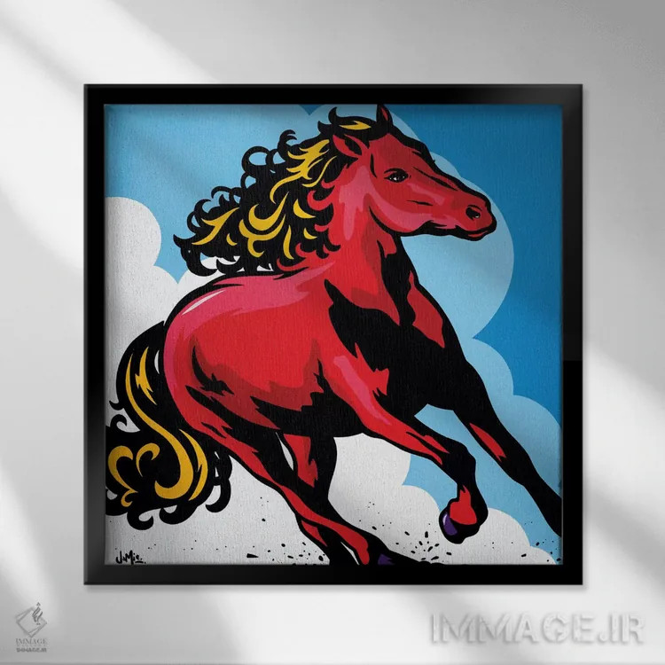 تابلو دکوراتیو اسب نر اثر جیمز لی - نمای قابدار مشکی