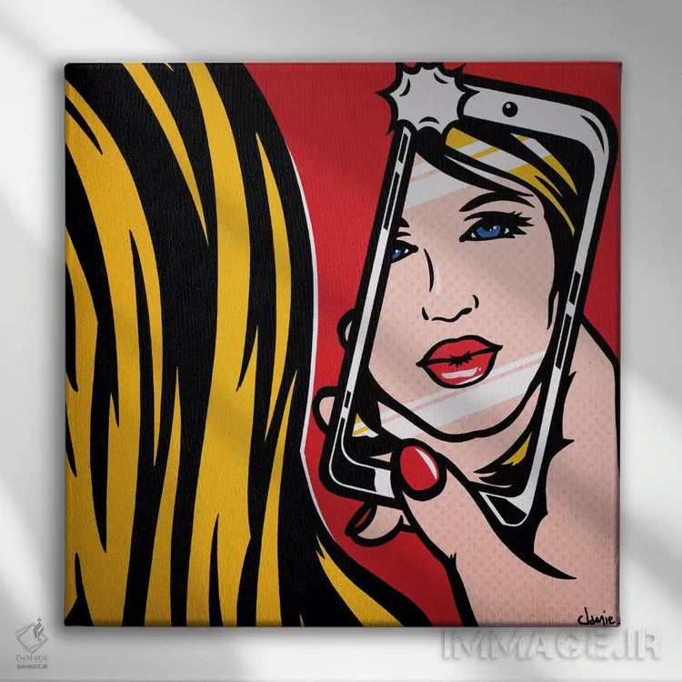 تابلو دکوراتیو دختر با دوربین I اثر جیمز لی - نمای روبهرو روی دیوار