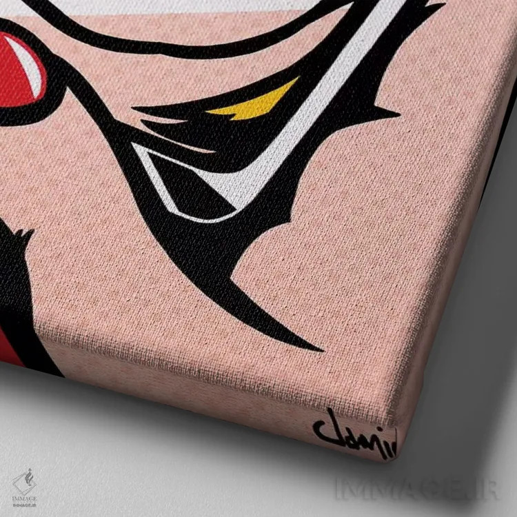 تابلو دکوراتیو دختر با دوربین I اثر جیمز لی - نمای نزدیک بافت بوم