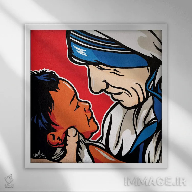 تابلو دکوراتیو عشق مادر اثر جیمز لی - نمای قابدار سفید