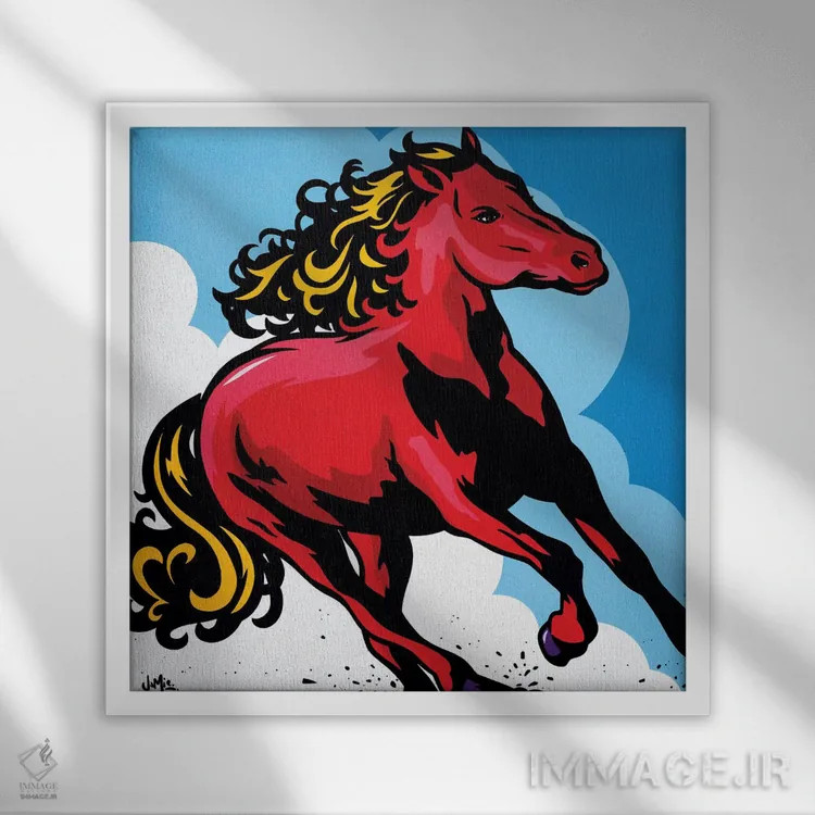 تابلو دکوراتیو اسب نر اثر جیمز لی - نمای قابدار سفید